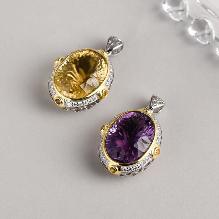 Elliptical Amethyst 925 Silver Necklace_02