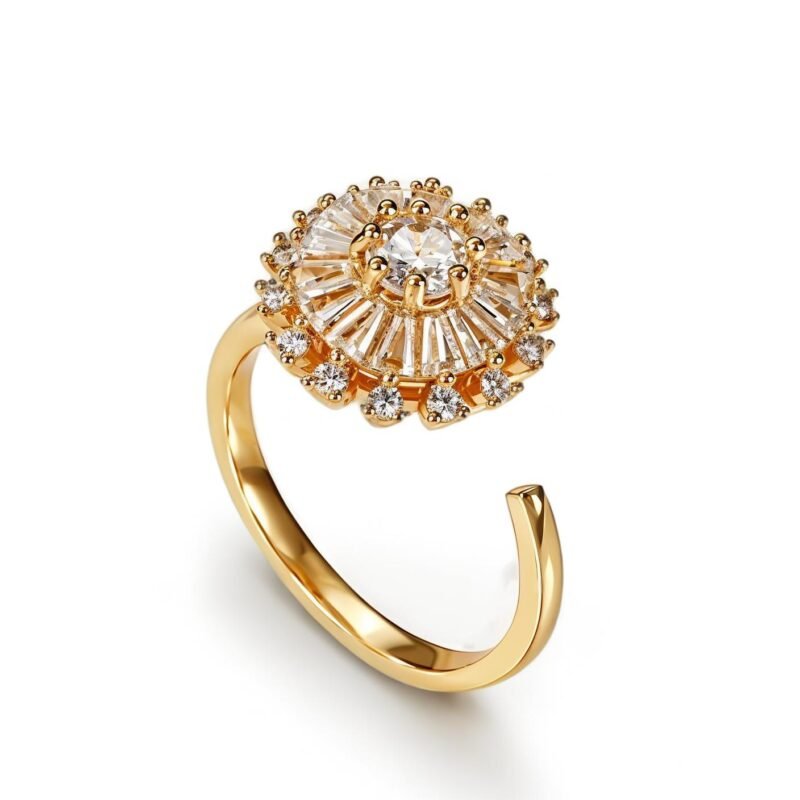 Flower Design Gemstone Ring (2)