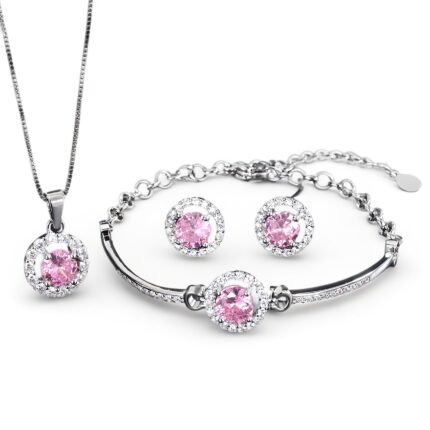 Valentine's Day Pink Zircon Jewelry Set_main
