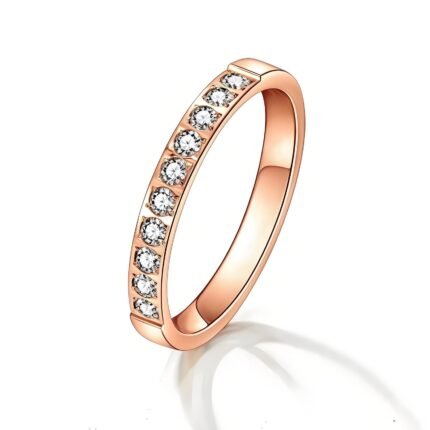Zircon Stone Titanium Steel Simple Ring
