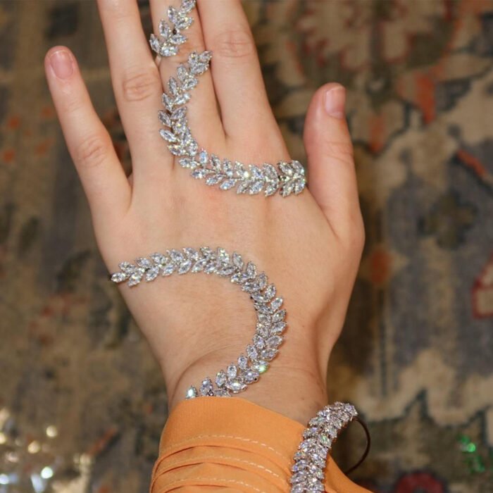 Zircon wheat leaf shape bracelet_main_04
