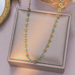 flower necklaceBlue Droplet Flower Necklaceset_Ring02