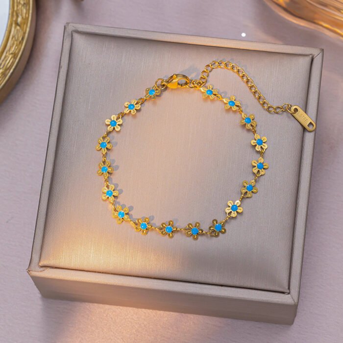 flower necklaceBlue Droplet Flower Necklaceset_Ring05