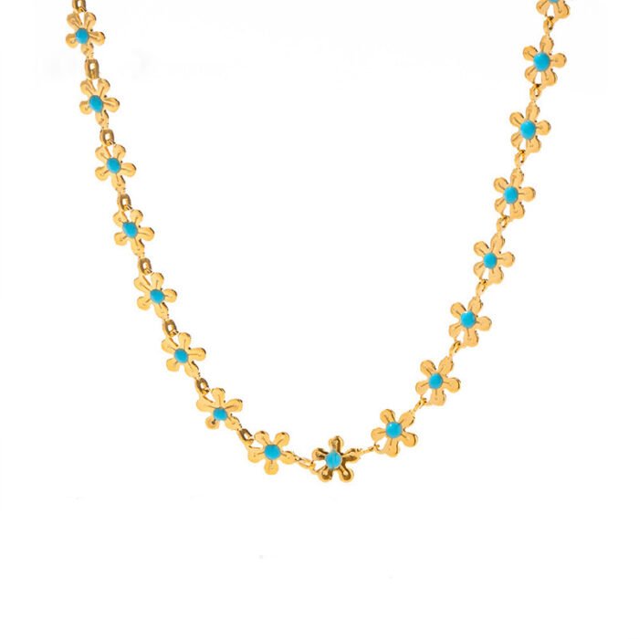 flower necklaceBlue Droplet Flower Necklaceset_main